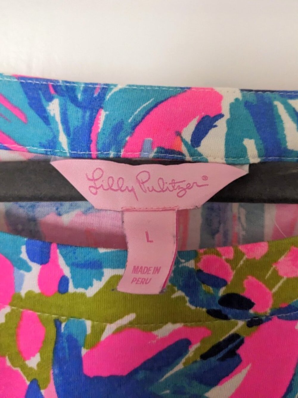Lilly Pulitzer Lula Top Ruffle Sleeves Multi Gumbo Limbo Size L - Picture 4 of 7